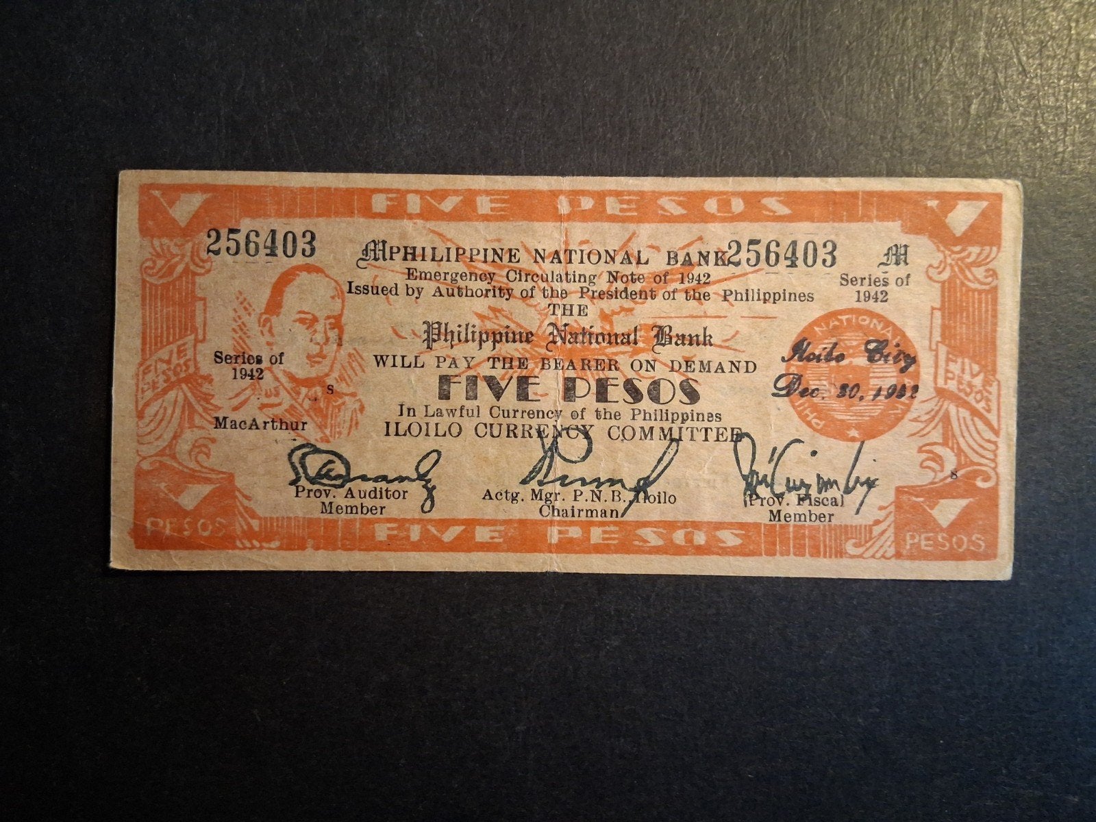 5 Pesos philippines-Iloilo 1942, Ophalen of Verzenden, Zuidoost-Azië, Los biljet