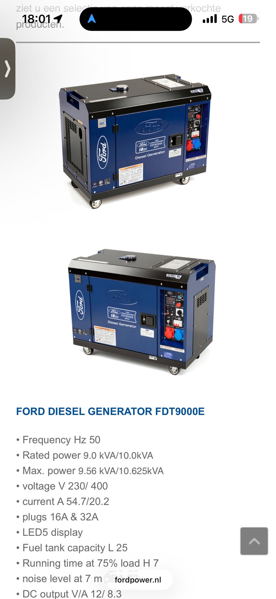 FORD DIESEL GENERATOR FDT9000E - 10 kVA, Ophalen