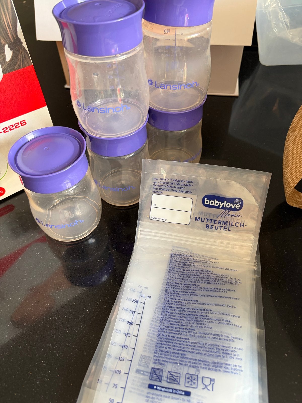 Lansinoh moedermelk bewaarflessen en Babylove zakjes, Ophalen, Gebruikt, Bewaarbakje, Overige merken
