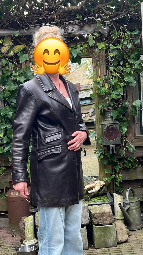 Leren Jas Halflang. Getailleerd, Ophalen of Verzenden, Zo goed als nieuw, Maat 38/40 (M), Zwart