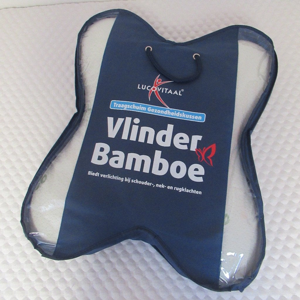bamboe hoofdkussen, vlindermodel, Ophalen, Schuim, Eenpersoons, Wit
