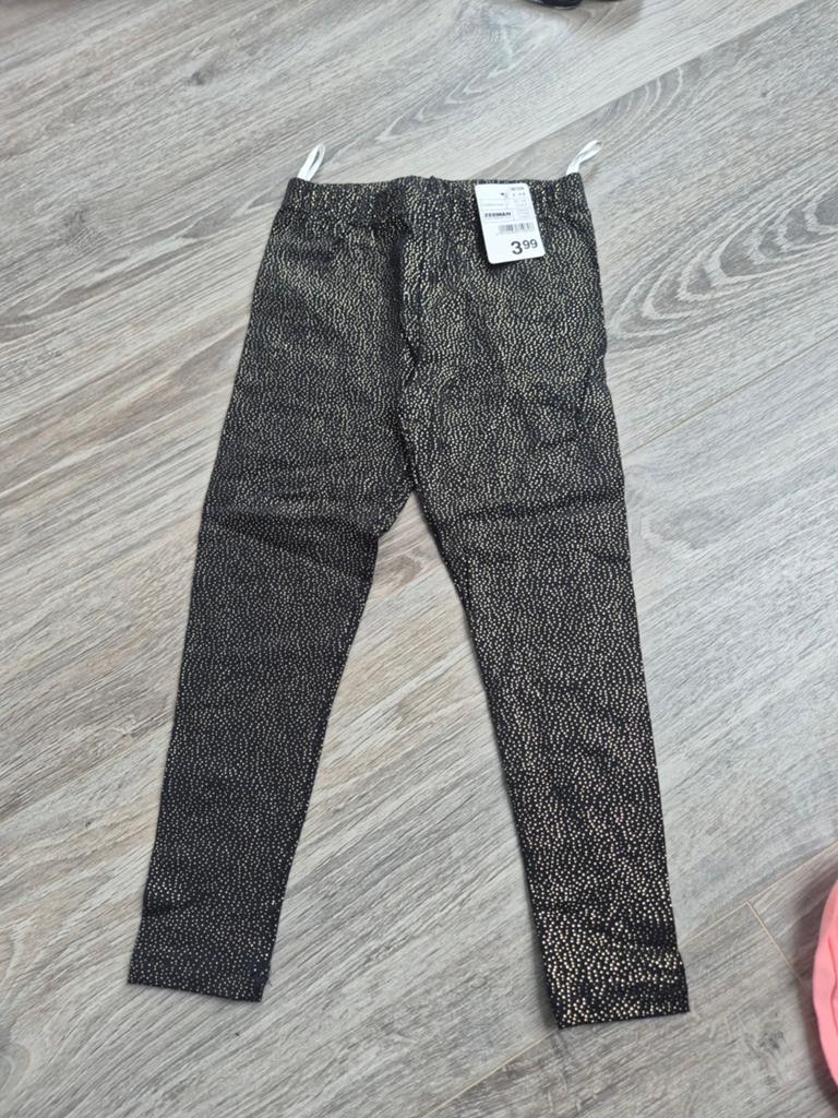 Zeeman Legging Zwart Goud Glitter Maat 98/104, Broek, Zeeman, Meisje, Nieuw