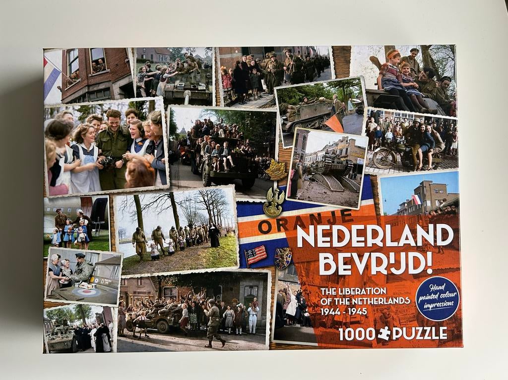 Nederland Bevrijd! 1000 stukjes puzzel 1944-1945, Ophalen of Verzenden, Meer dan 50 stukjes, Zo goed als nieuw, 6 jaar of ouder