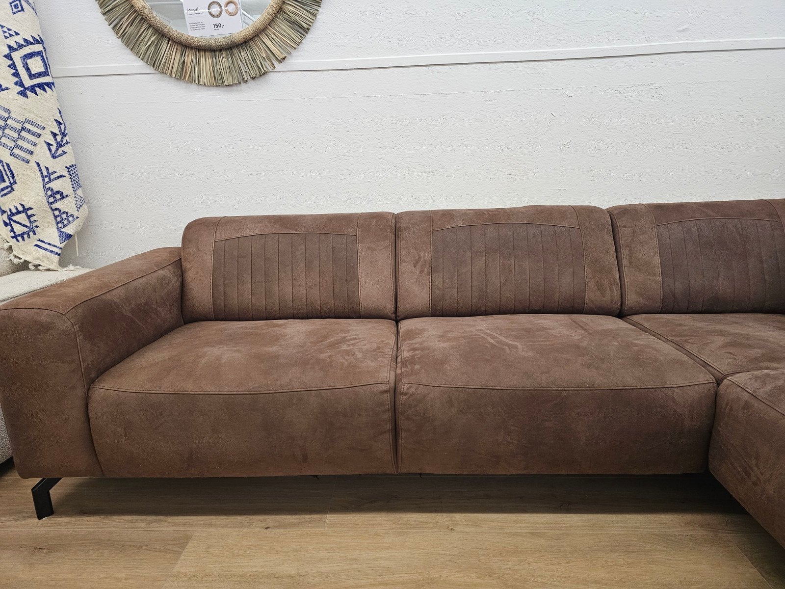 Hoekbank  - Microvezel  - Piano Leuning, 125 cm of meer, 125 cm of meer, Zo goed als nieuw, Info@homefriesland.nl