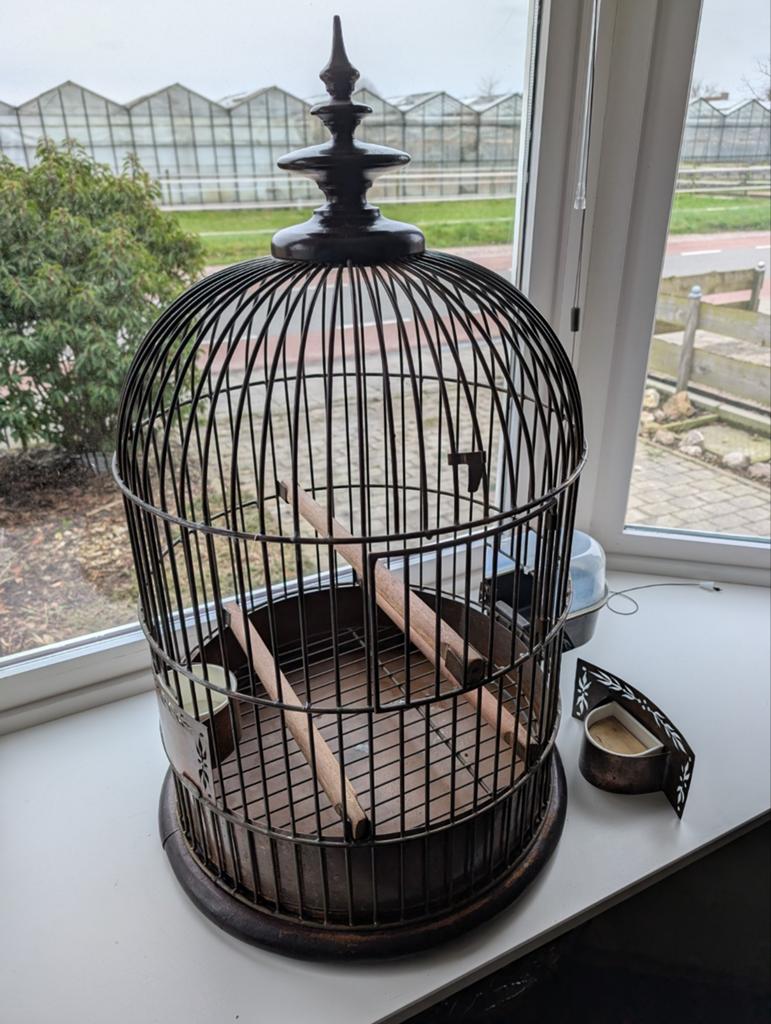 Handgemaakte grote vogelkooi, koper, Ophalen