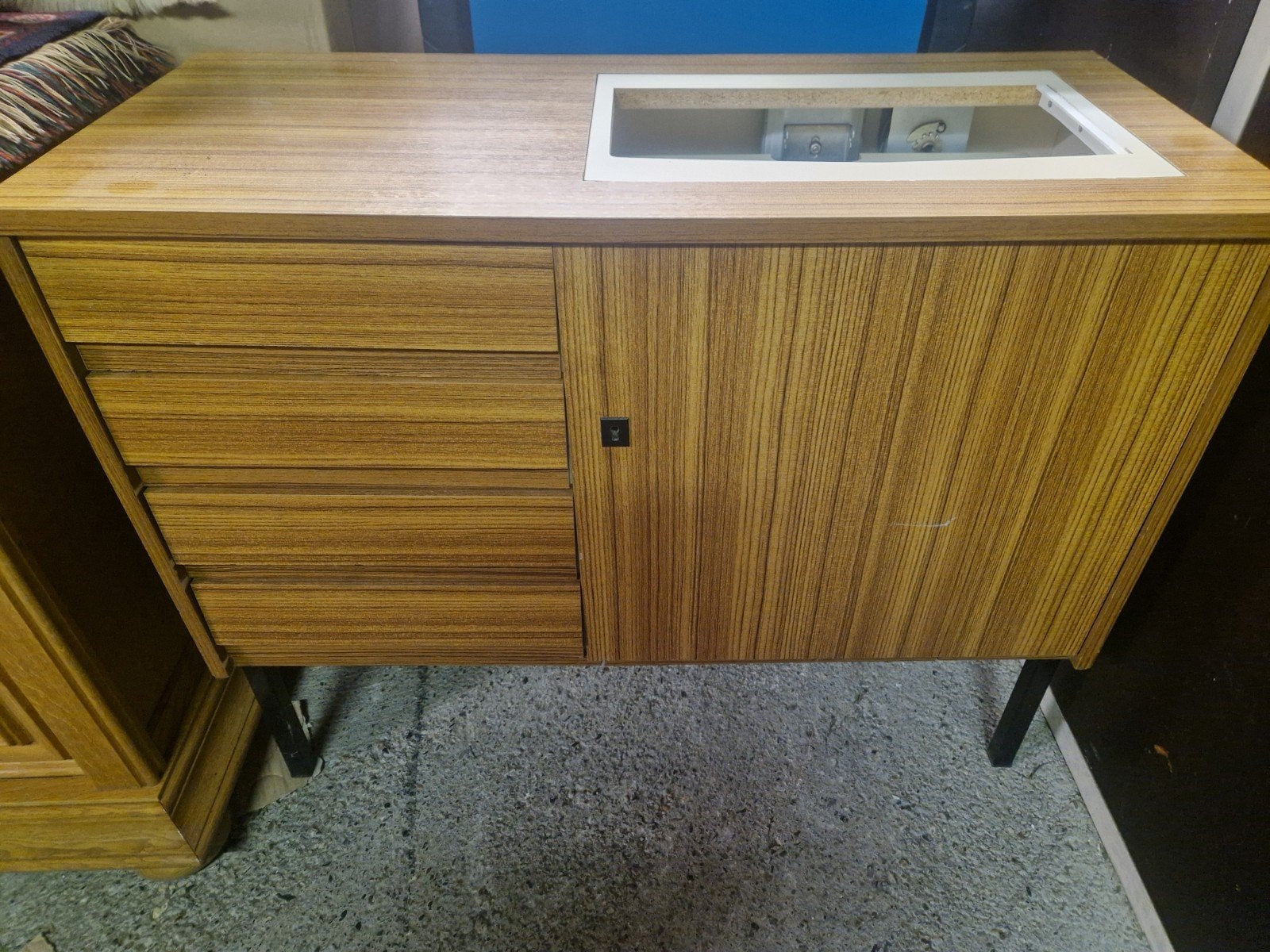 naaimachine kast mid century modern, Ophalen, Gebruikt, 25 tot 50 cm, 50 tot 100 cm