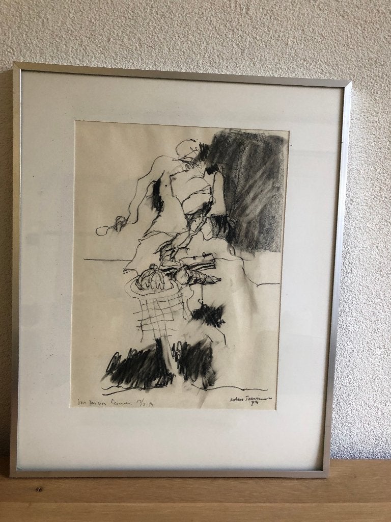 Robert Terwindt originele Houtskool schets gesigneerd 1974., Ophalen, Tekening, Gesigneerd