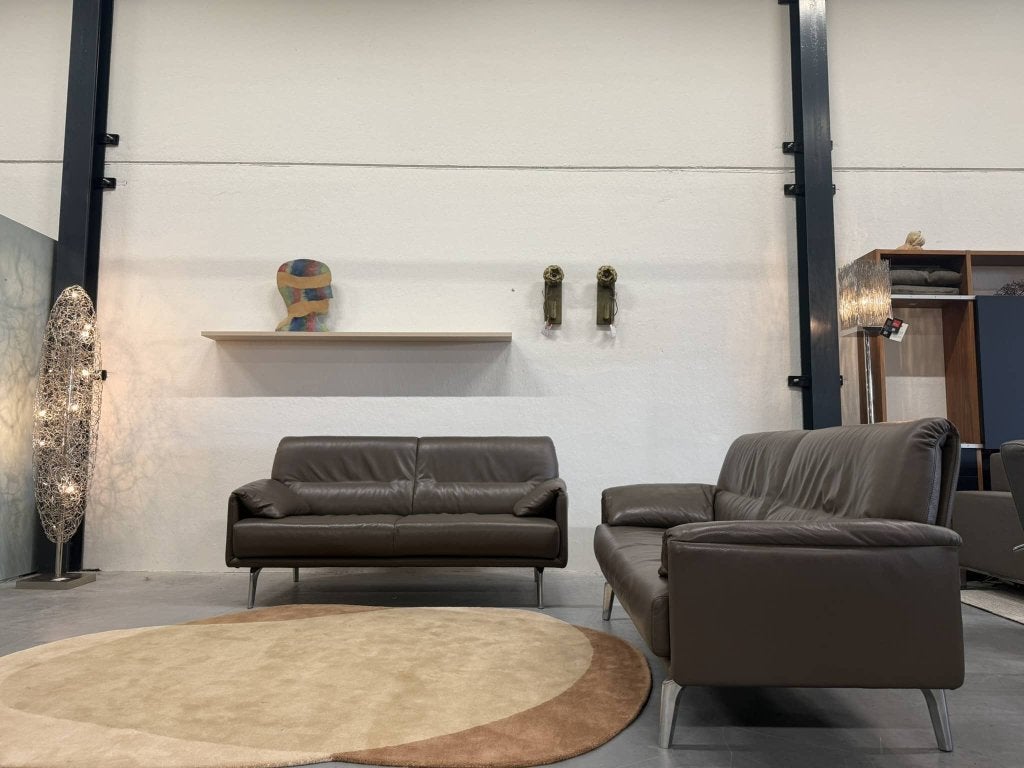 2 als nieuw Leolux Bora Balanza 2,5 zits bank bruin leer 183, Leolux, Info@leolux.nl, 150 tot 200 cm, Tweepersoons