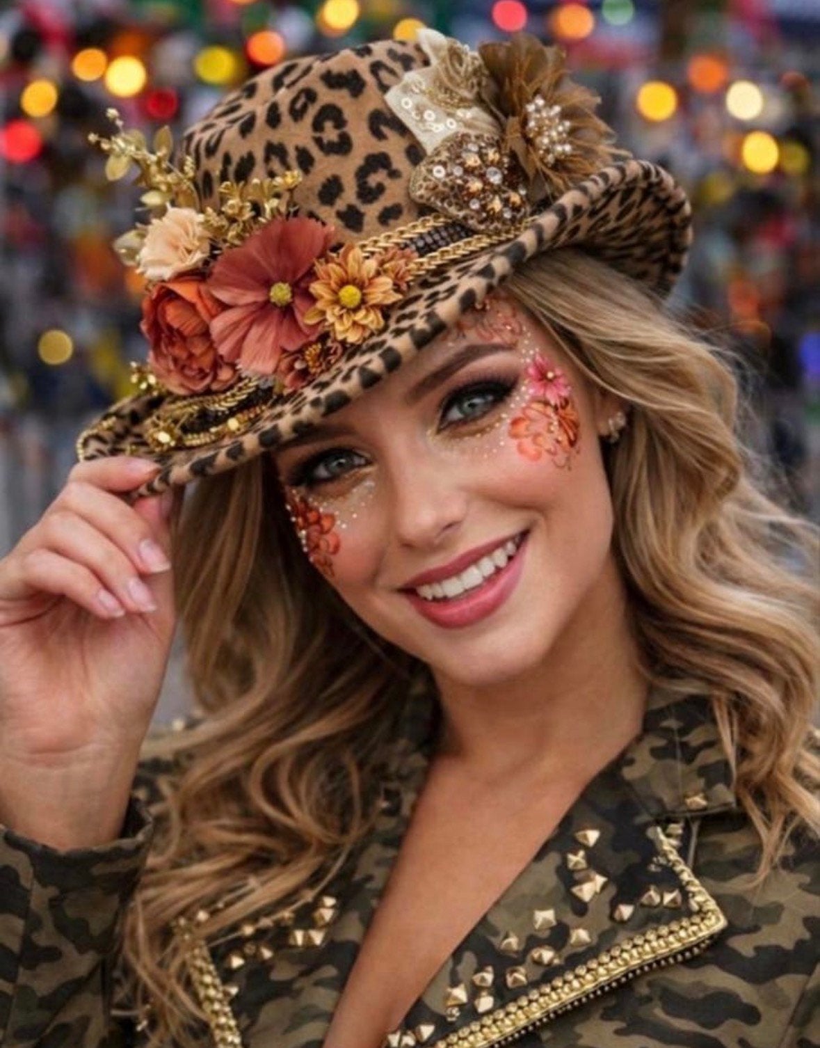 Panterhoed met bloemen en strass Bloemfetti, Ophalen of Verzenden, Nieuw, Carnaval