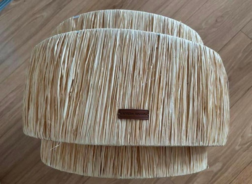 Riviera Maison Raffia Double Layer Lampenkap 50x30, 25 tot 50 cm, Beige, Rond, Ophalen of Verzenden