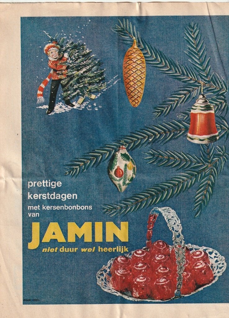 Retro reclame 1966 Jamin Kerstmis lekkere chocolade, Verzenden, Overige typen