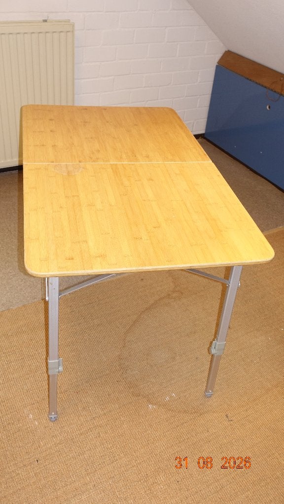 Kampeertafel, bamboeblad, opklapbaar, 120x70 cm, Ophalen, Zo goed als nieuw, Campingtafel