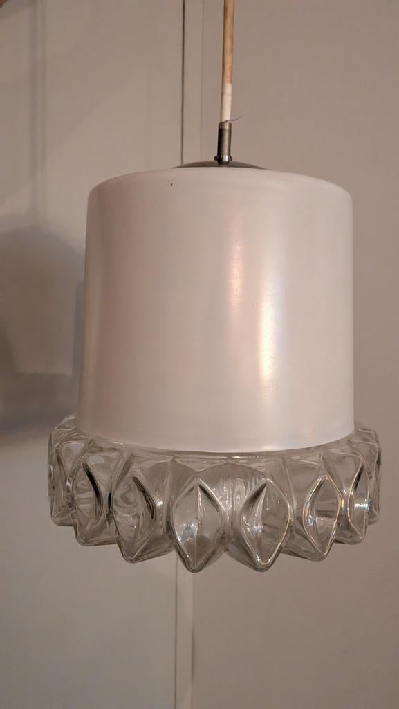 Peill en Putzler grote lamp. Melkglas en doorzichtig, Huis en Inrichting, Lampen | Hanglampen, Ophalen of Verzenden, Glas, Minder dan 50 cm