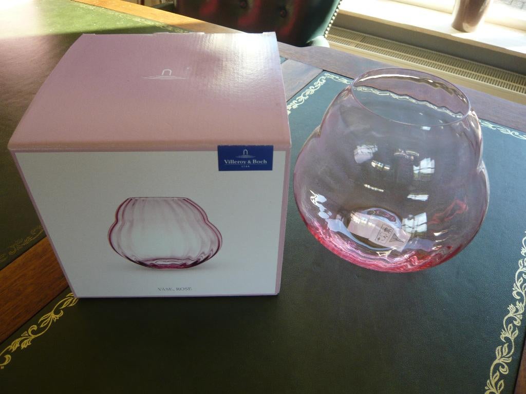 Villeroy & Boch Rose Garden Glas Vaas - Windlicht roze 17 cm, Overige kleuren, Nieuw, Ophalen of Verzenden, Glas