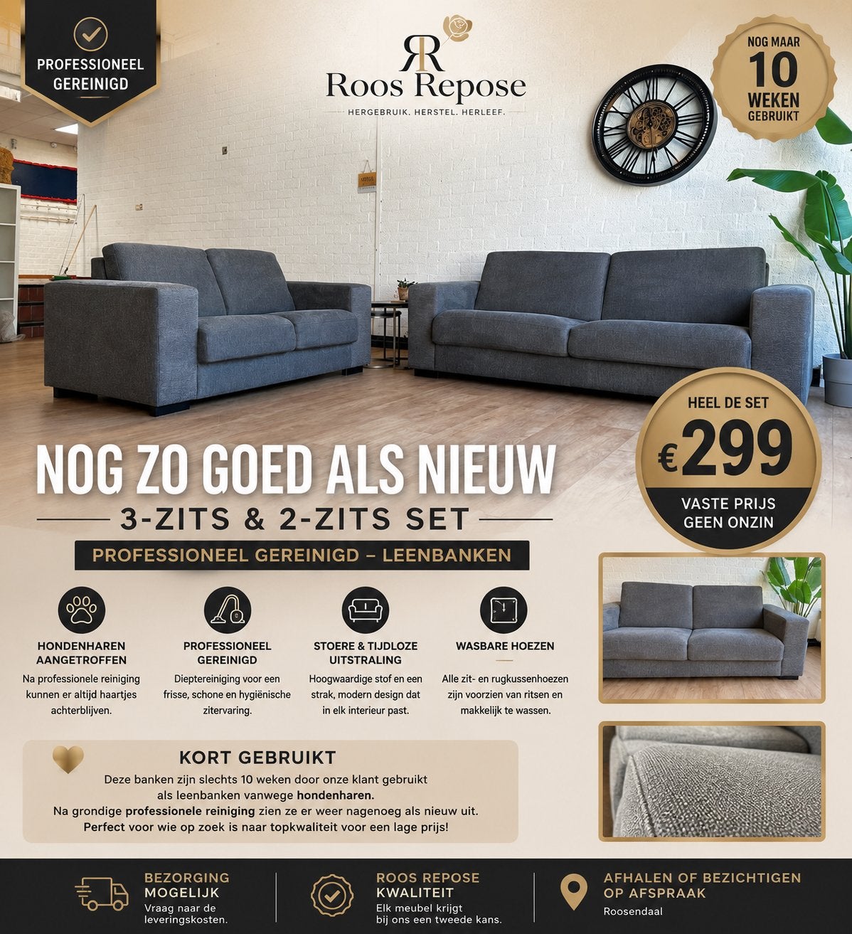 ️Nagenoeg NIEUW 3+2 zits bankstel | 10 weken gebruikt