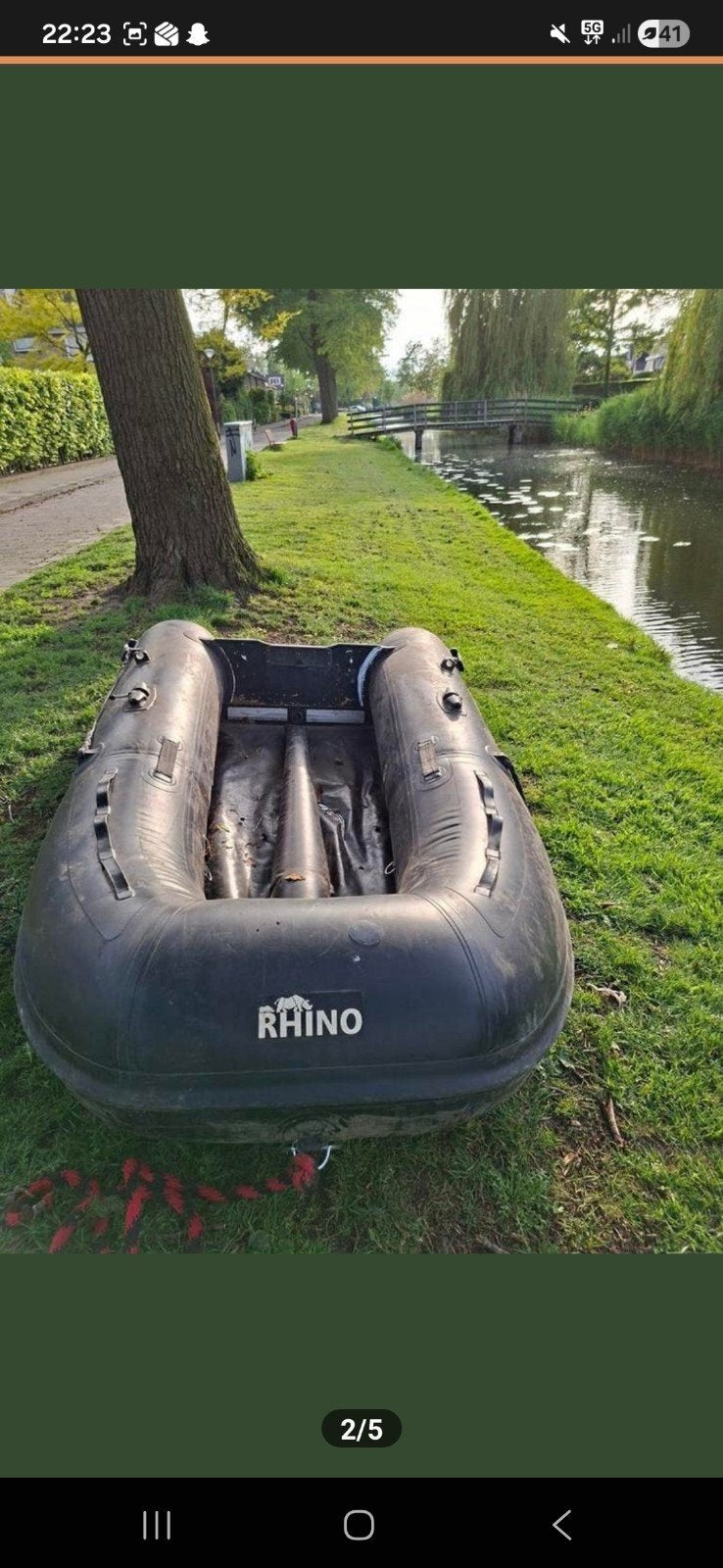 Opblaasboot Rhino met Johnson Fisherman 6pk buitenboordmotor, Watersport en Boten, Ophalen, Gebruikt