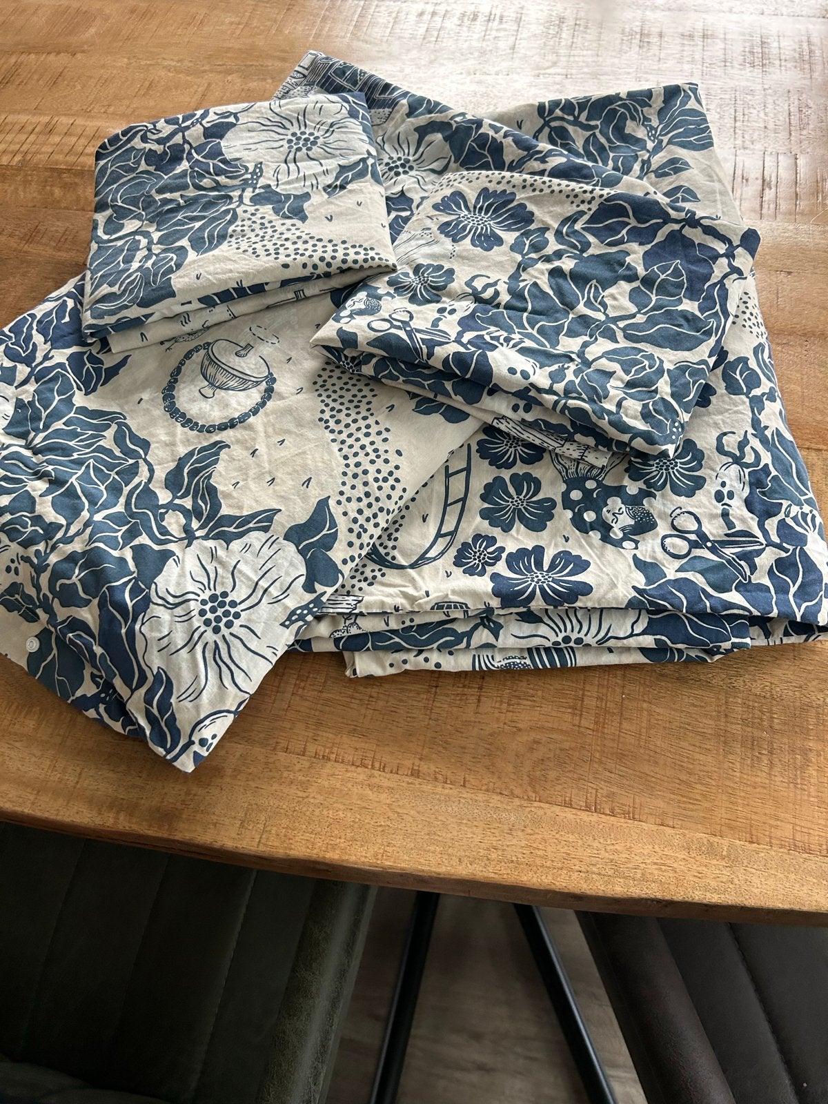 2x ( z.g.a.n) IKEA Dekbedovertrek met 2 Slopen - Blauw/Crème, Eenpersoons, Meerkleurig, Dekbedovertrek, Nieuw