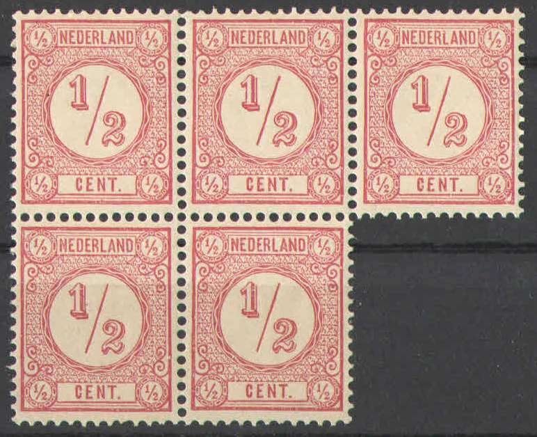 Nederland NVPH nr 30b veldeel postfris Cijfer 1894, Ophalen of Verzenden, T/m 1940, Postfris