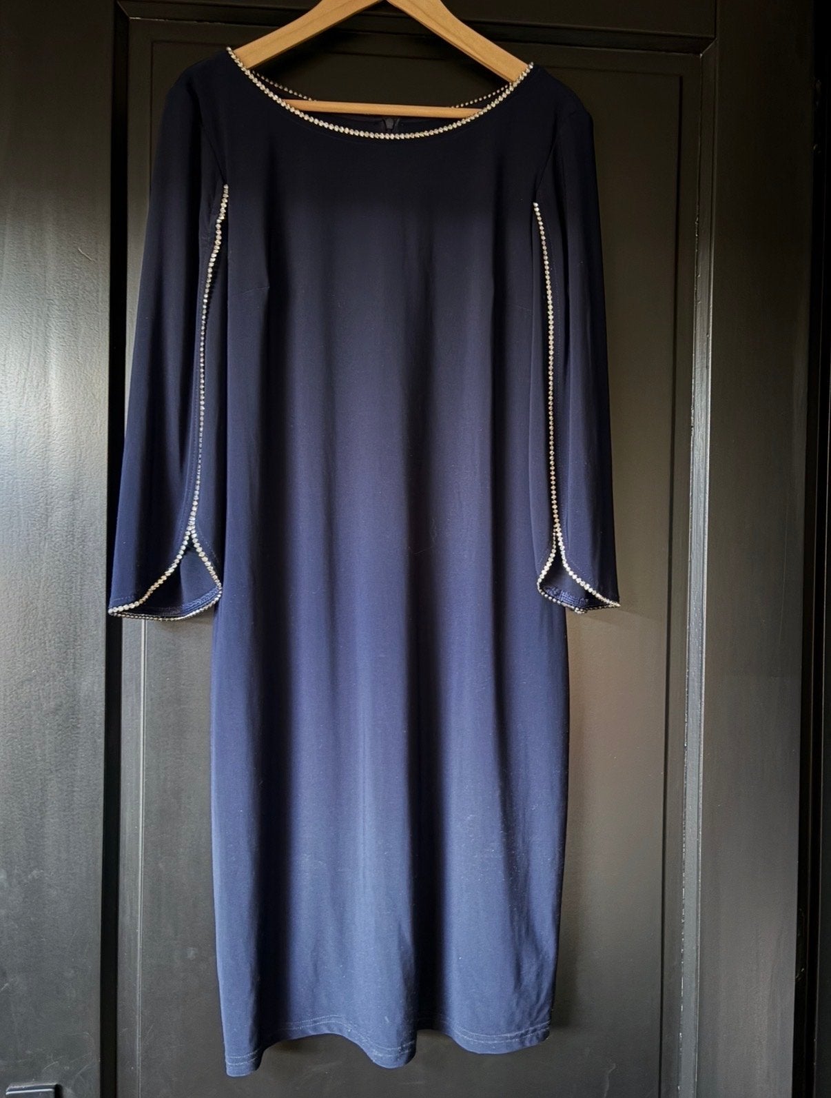 Joseph Ribkoff Jurk Donkerblauw met Strass Maat 44, Blauw, Maat 42/44 (L), Ophalen of Verzenden, Zo goed als nieuw