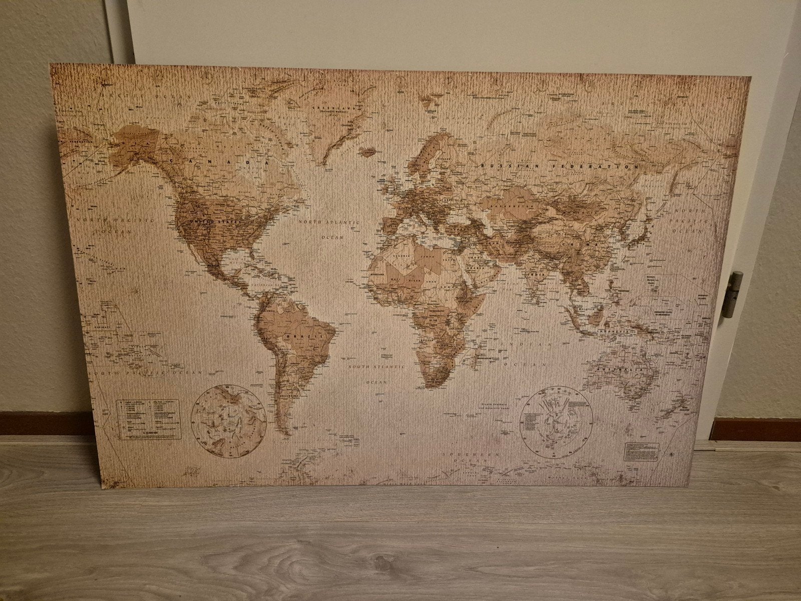Wanddecoratie Wereldkaart, Gebruikt, Hout, Vintage, Ophalen of Verzenden