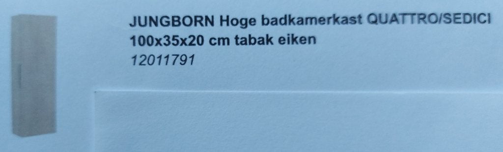 JUNGBORN badkamerkast, Huis en Inrichting, Badkamer | Badkamermeubels, Ophalen, (Half)hoge kast, Minder dan 50 cm, 100 tot 150 cm