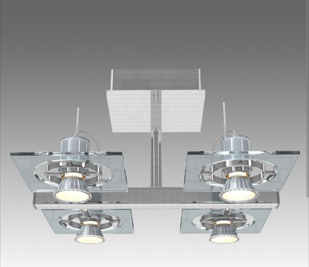 2x IKEA Fuga Plafondlamp/Wandlamp met 4 spots, Gebruikt, Glas, Minder dan 25 cm, Minder dan 100 cm