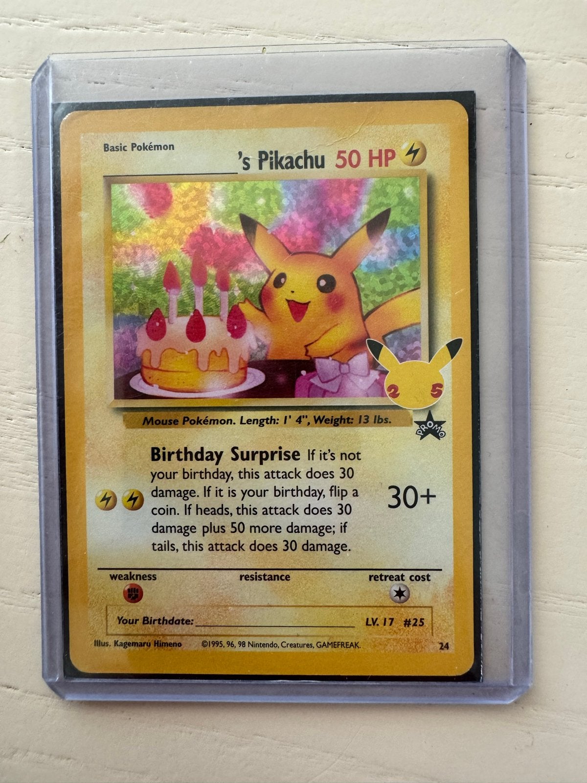 Birthday Pikachu Pokémon Kaart - Celebrations 25th Anniversa, Ophalen of Verzenden, Zo goed als nieuw, Losse kaart
