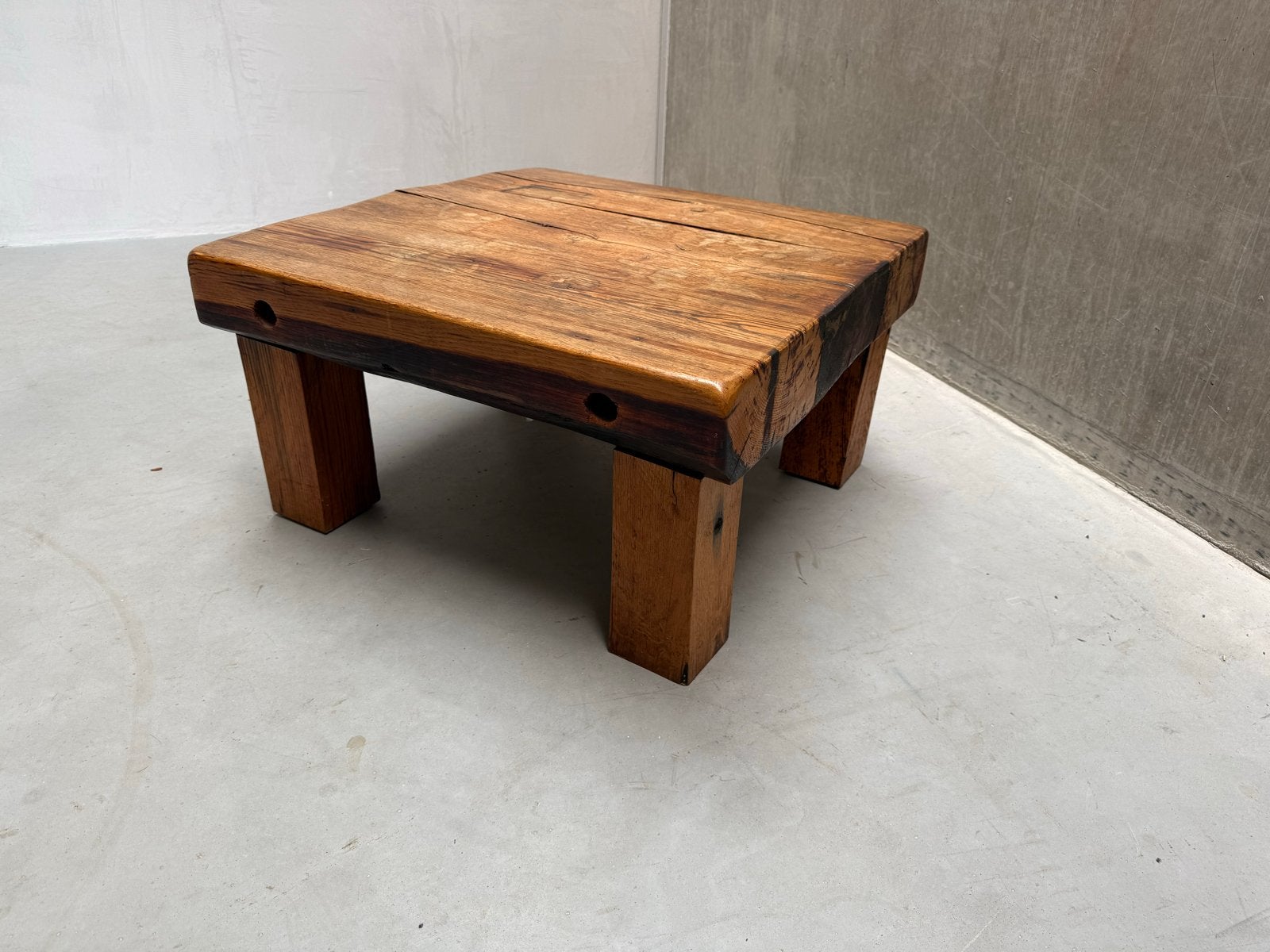 Brutalistisch Japandi Wabi Sabi Salontafel - Massief Hout, Huis en Inrichting, Tafels | Salontafels, Ophalen, Gebruikt, 100 tot 150 cm