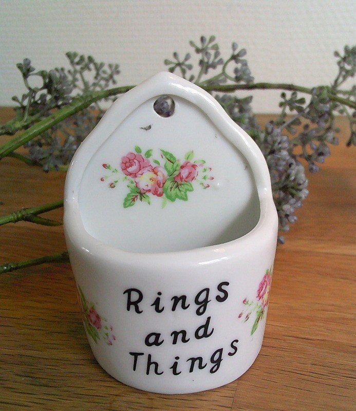 Ring and things kleine porseleinen muurzakje bloemenmotief, Ophalen of Verzenden