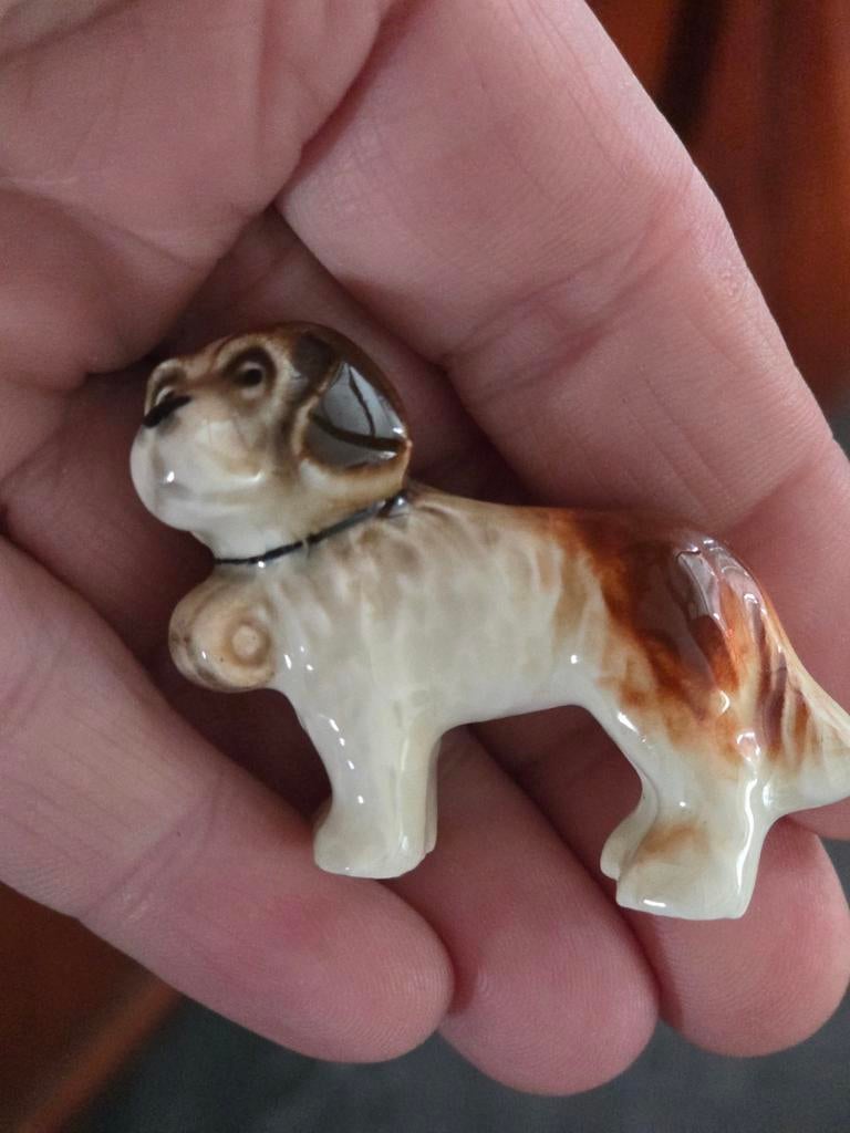 Vintage Porseleinen Hondje Beeldje - Decoratie, Ophalen of Verzenden