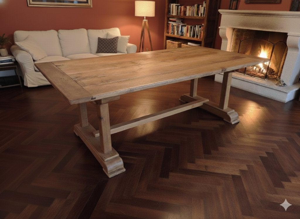 kloostertafel, Ophalen, Gebruikt, Eikenhout, 200 cm of meer