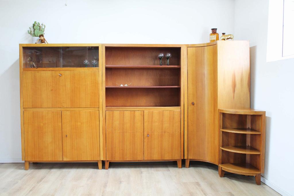 Houten vintage wandmeubel - Musterring. Retro modulair kast., Ophalen, 250 tot 300 cm, O, O