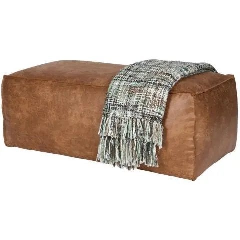 Rodeo Poef Cognac, Ophalen, 50 tot 75 cm, Leer, Zo goed als nieuw