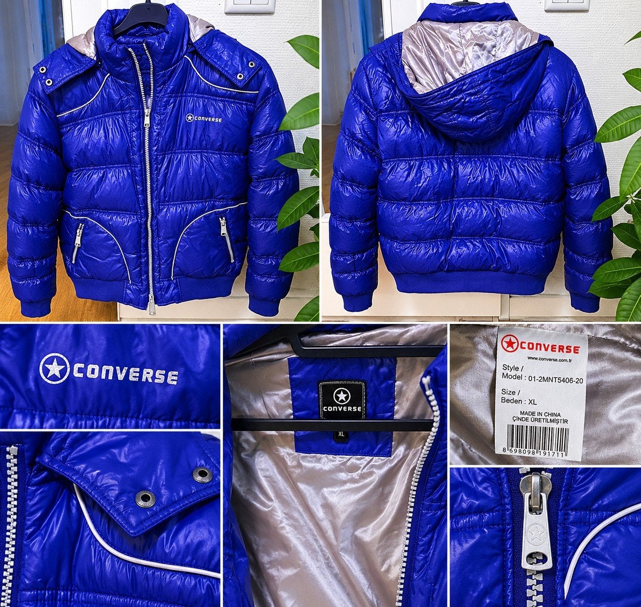 Converse Pufferjack XL - Paars met zilveren voering, Blauw, Maat 46/48 (XL) of groter, Converse, Ophalen of Verzenden