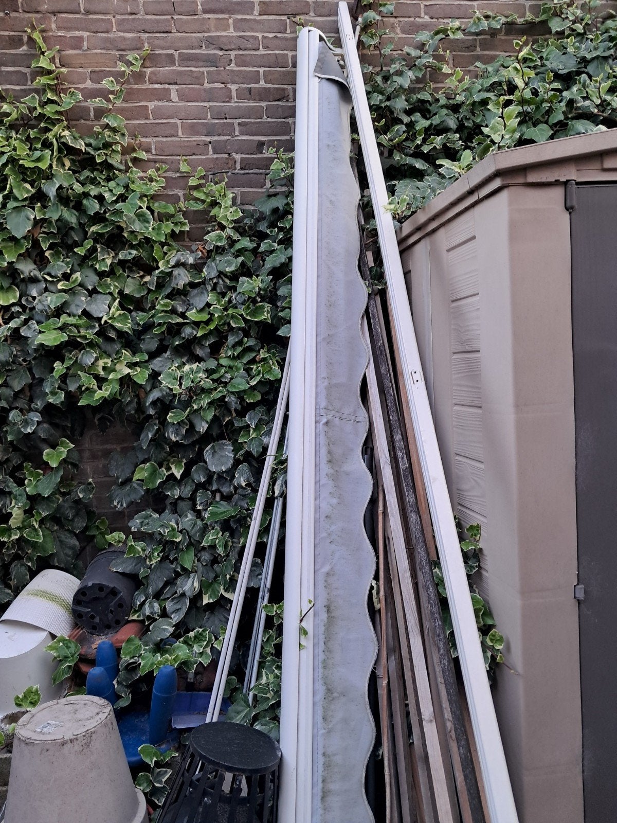 Antraciet zonnenscherm met luifel, 150 tot 300 cm, Ophalen, Gebruikt, Knikarmscherm