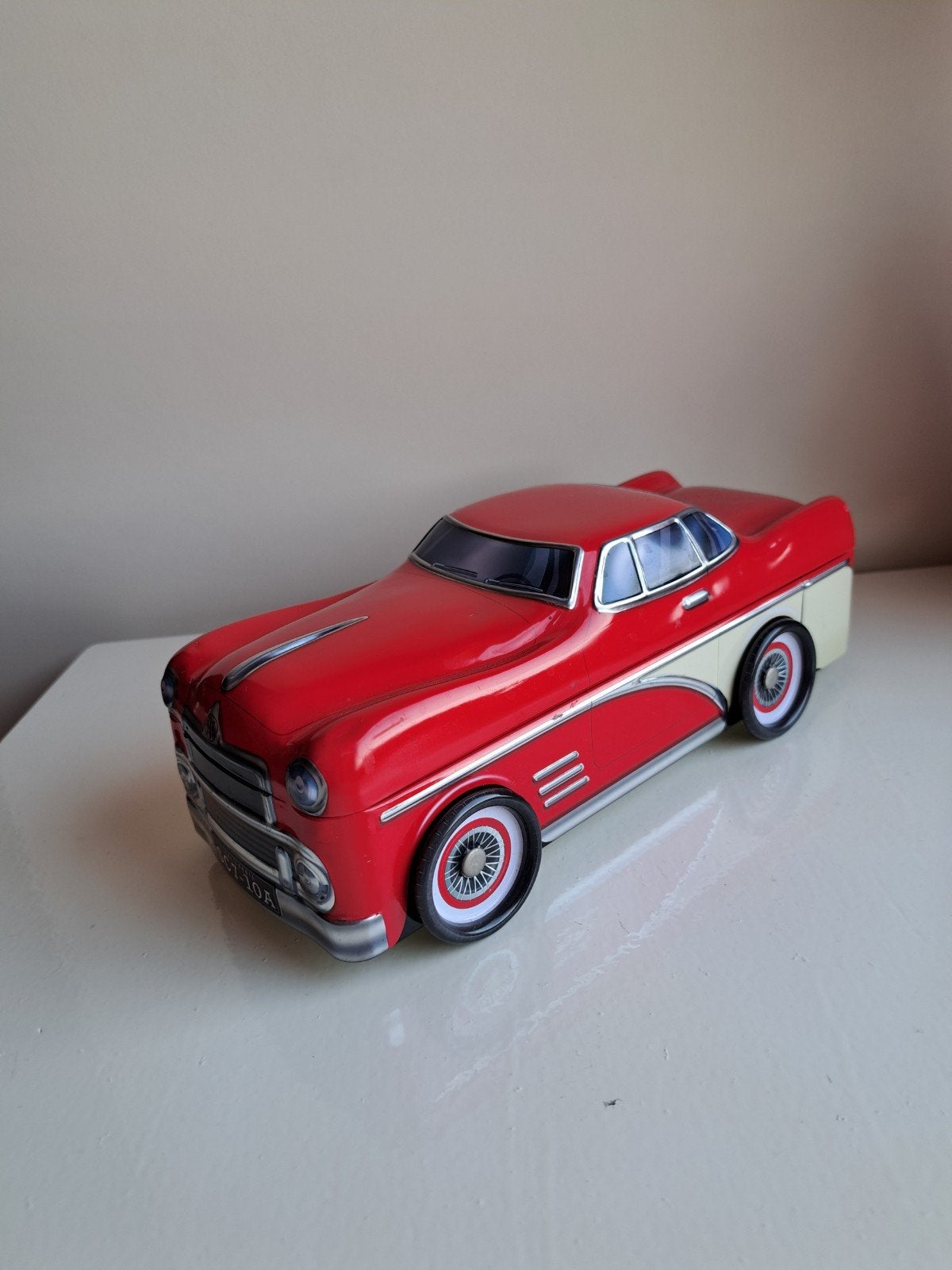 Vintage Rode Auto Blikken Doos, Ophalen of Verzenden, Zo goed als nieuw, Auto's
