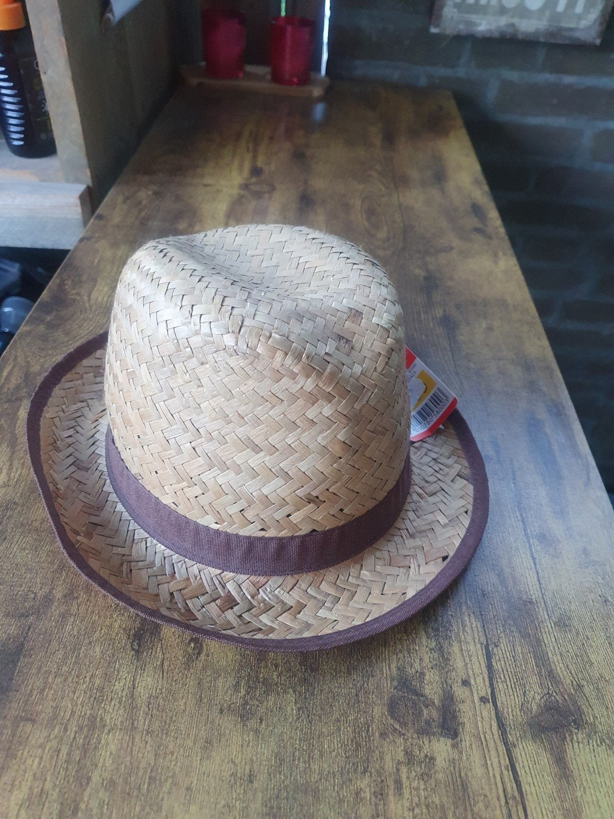 Nieuwe rieten hoed - Zomerse stijl, Ophalen of Verzenden, Nieuw, One size fits all, Hoed