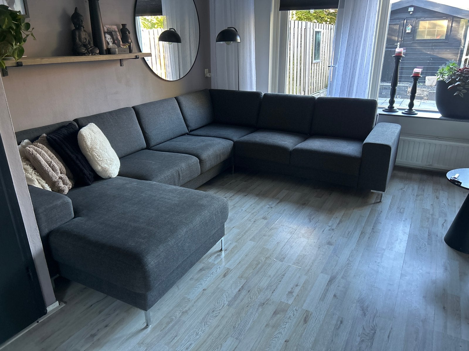 Comfortabele loungebank - Hoekbank in antraciet, Ophalen, Gebruikt, Hoekbank, 300 cm of meer
