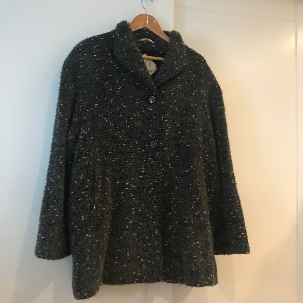 vintage jas wol alpaca mohair Vernissage mt 40 grijs-zwart, Verzenden, Zo goed als nieuw, Maat 38/40 (M), Meerkleurig