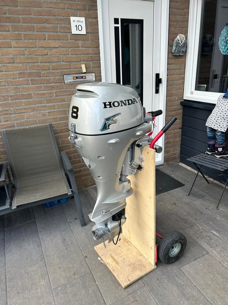 Honda 8 PK 4-takt buitenboord met trolly, Ophalen, Gebruikt, 5 tot 10 pk, Viertaktmotor