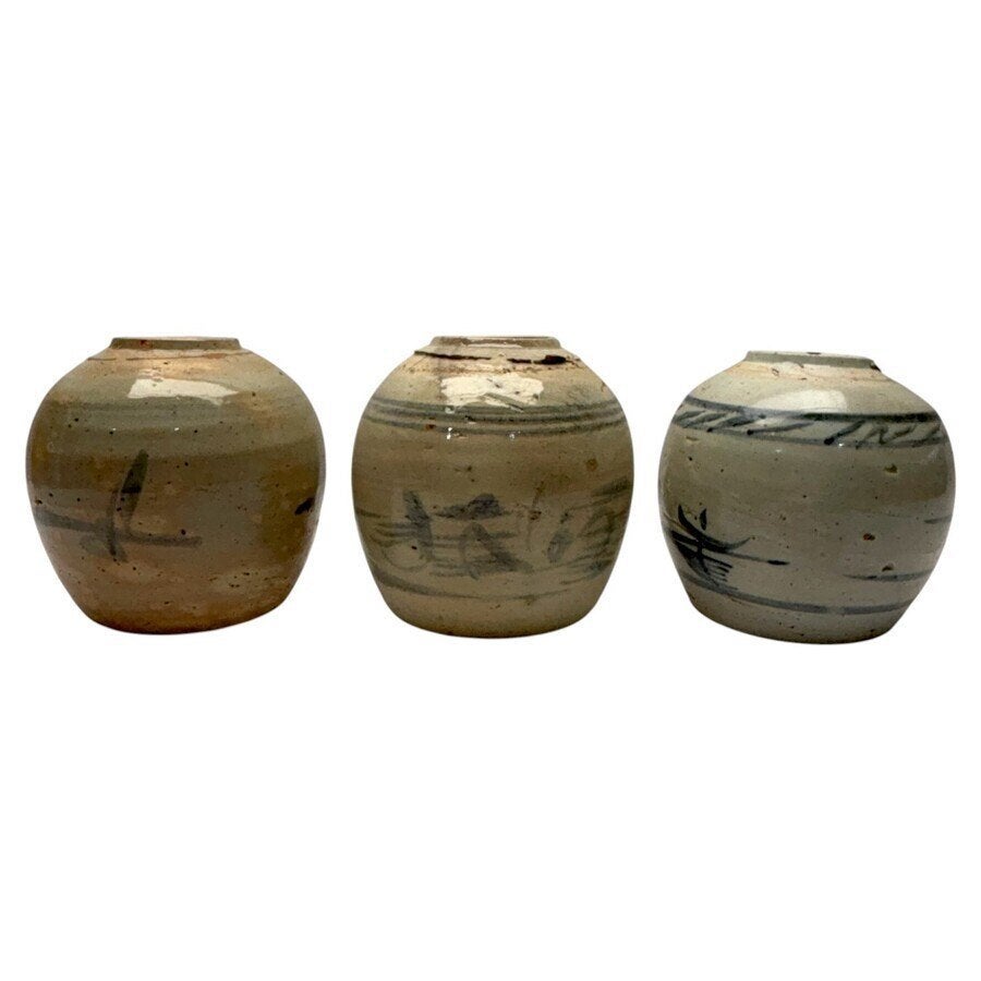 Drie antieke Chinese gemberpotten, Antiek en Kunst, Ophalen of Verzenden