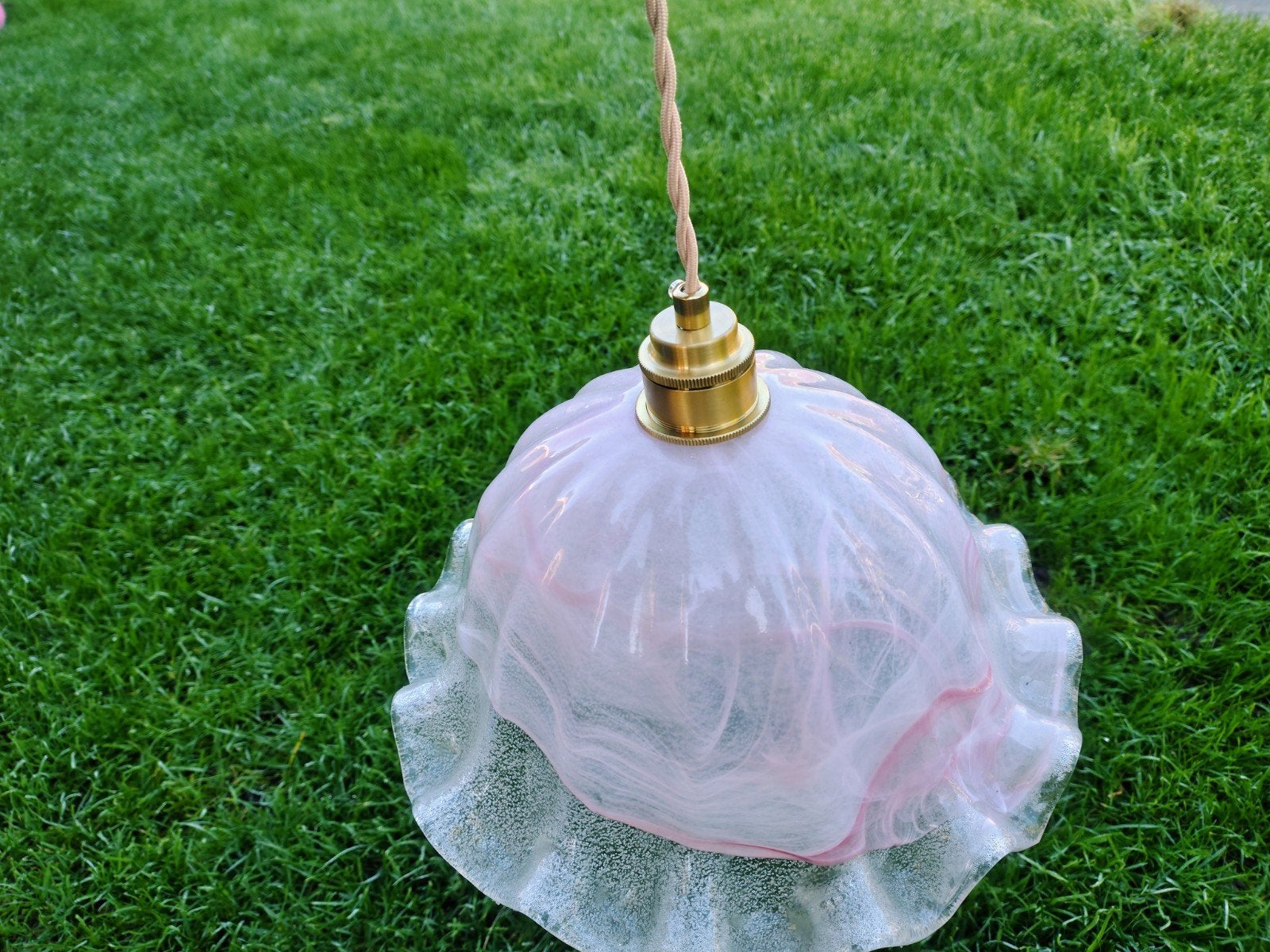 Vintage Roze Graniglia Murano-stijl Hanglamp, Ophalen of Verzenden