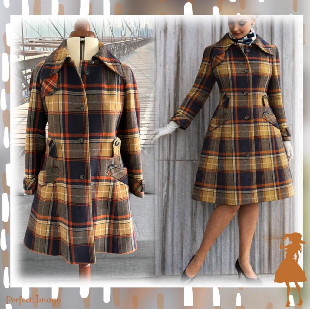 Vintage Geruite 70s Trenchcoat/Winterjas-S, Bruin, Ophalen of Verzenden, Zo goed als nieuw, Vintage