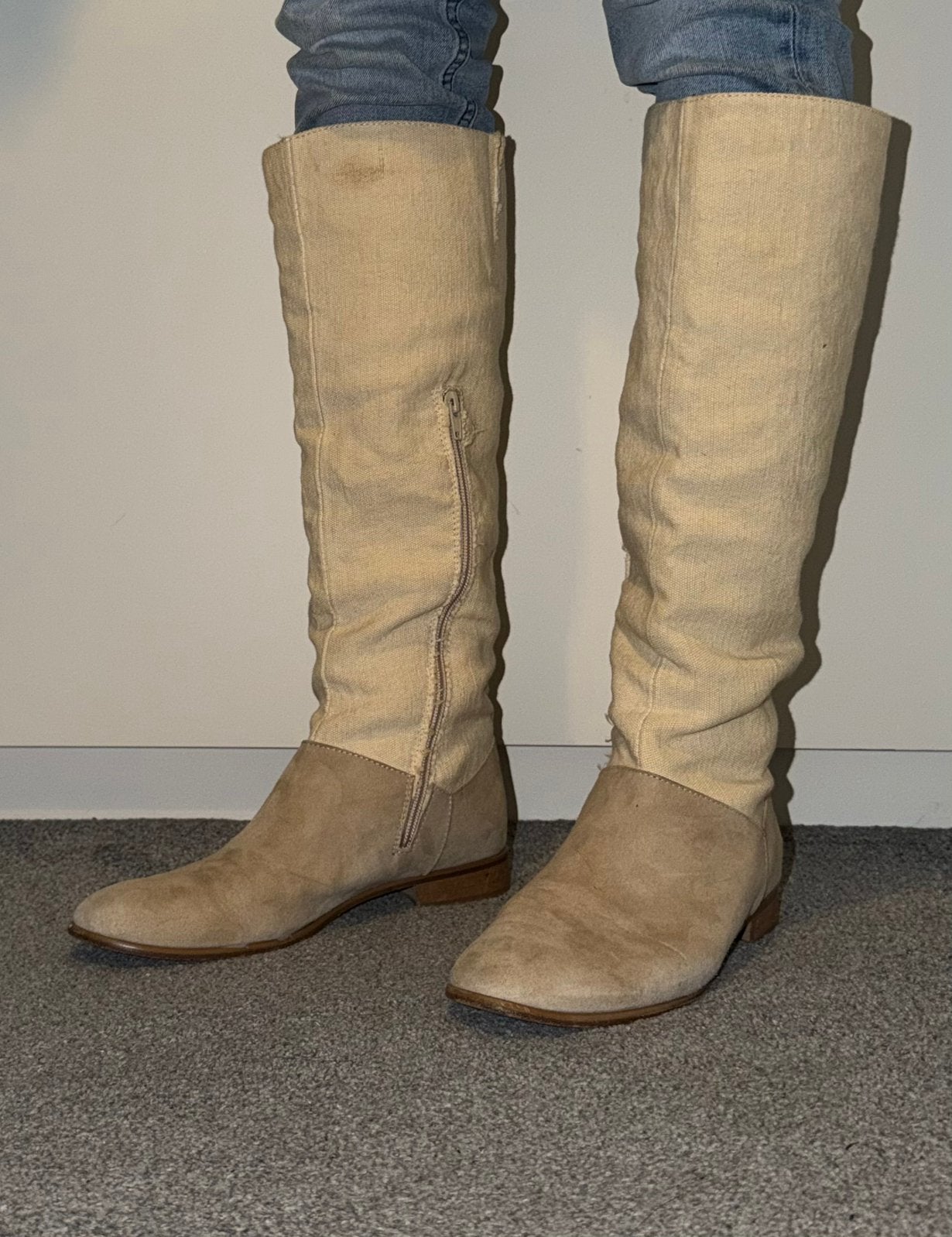 Veel gedragen laarzen, Hoge laarzen, Verzenden, Beige, Gedragen