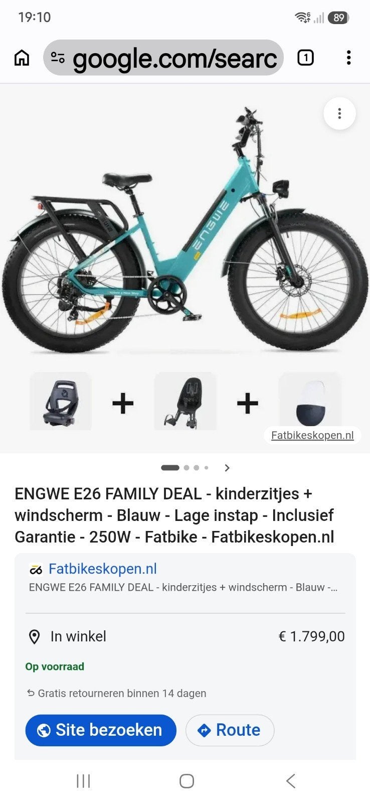 Engwe E26 Fatbike - Zo goed als nieuw met kinderzitje, Fietsen en Brommers, Zo goed als nieuw, 51 tot 55 cm, 50 km per accu of meer