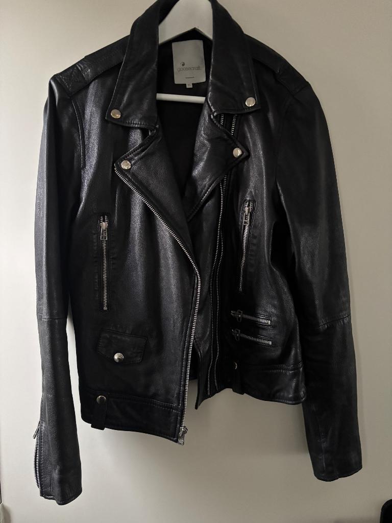 Goosecraft leren biker jas / Jack maat XL, Goosecraft, Verzenden, Zwart, Maat 42/44 (L)