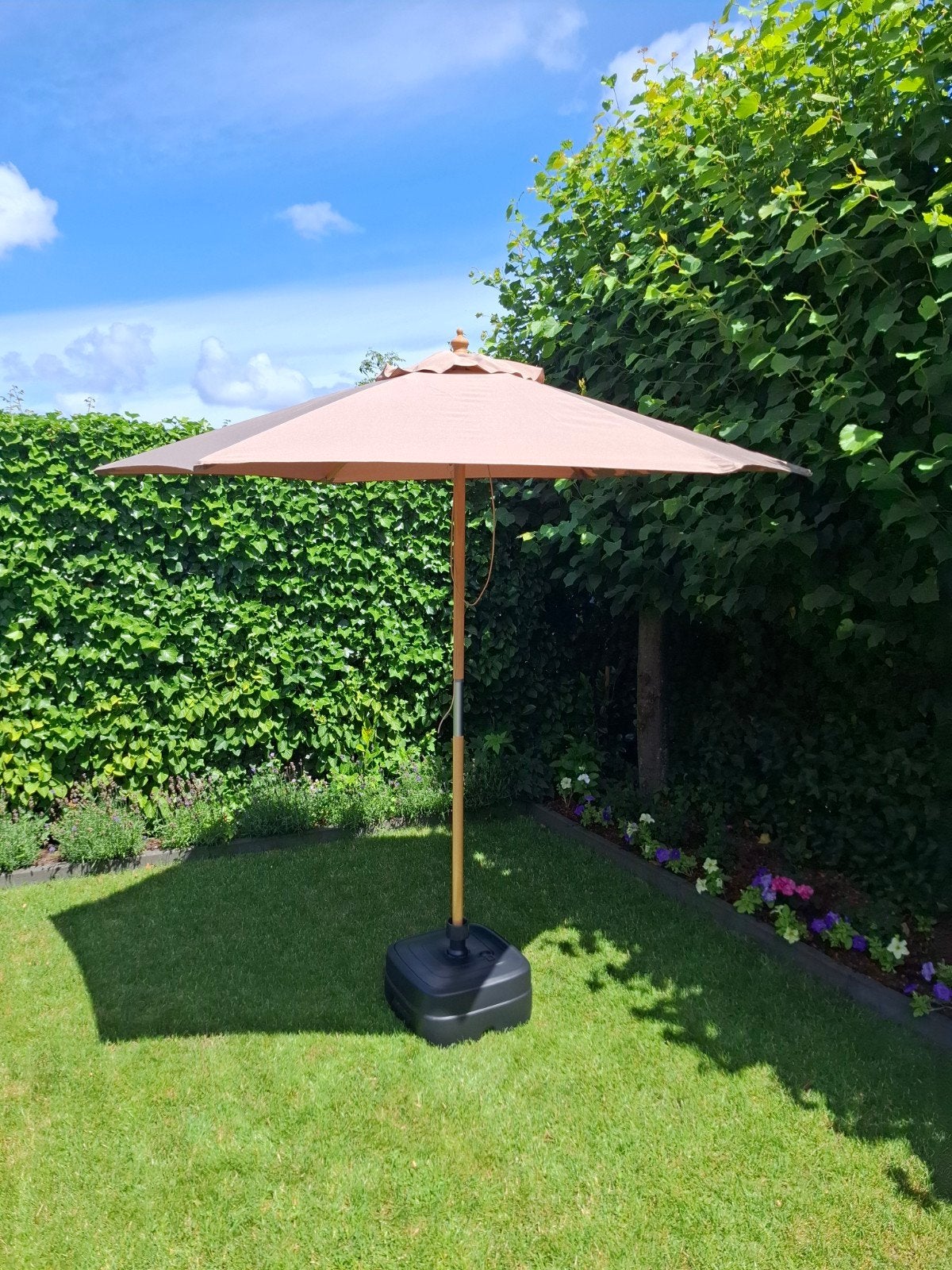 Parasol IBIZA,  taupe, houten frame, NIEUW, Ophalen, Nieuw, 1 tot 2 meter, Stokparasol