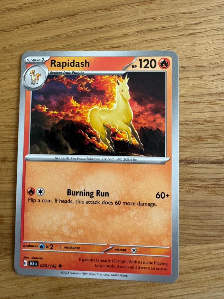 Pokémon Kaart Rapidash 020/142 - Nieuwstaat, Ophalen of Verzenden, Zo goed als nieuw, Losse kaart