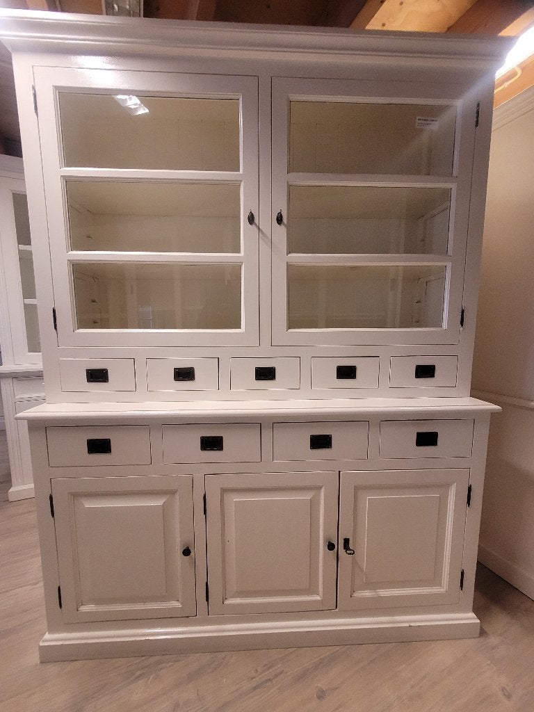 *ACTIE* Mooie Brocante Witte Buffetkast Winkelkast (2625E), Gebruikt, 200 cm of meer, 150 tot 200 cm, Met lade(s)