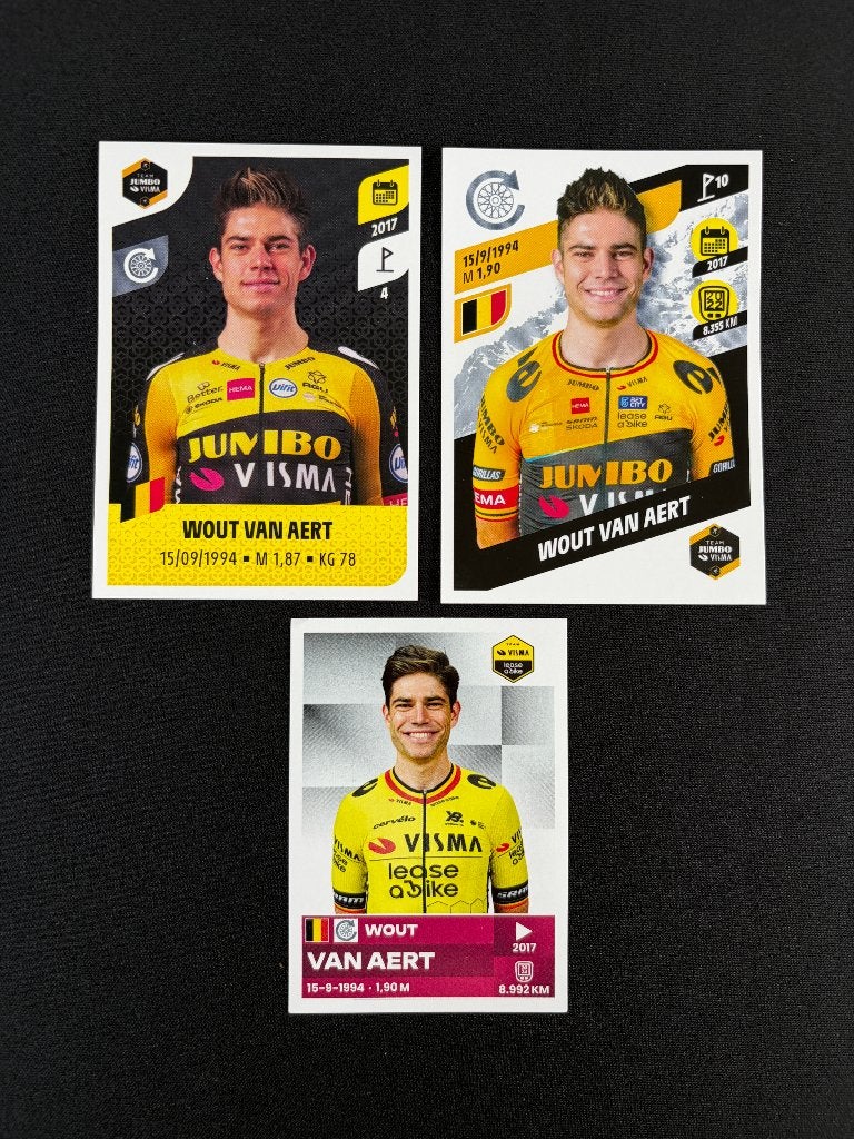 3x Wout van Aert Panini Tour de France Giro d'Italia, Verzenden, Zo goed als nieuw, Overige sporten, Poster, Plaatje of Sticker